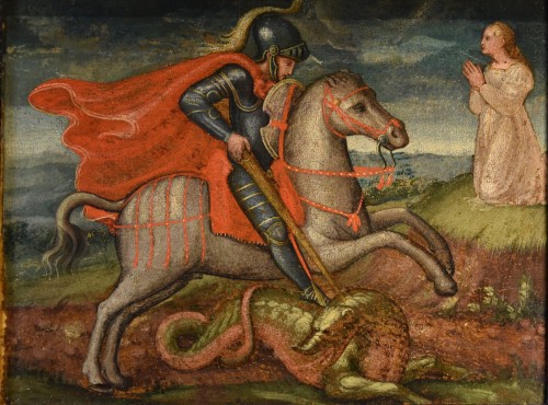Middle age - St. George And The Dragon, French school of the 15th cenetury