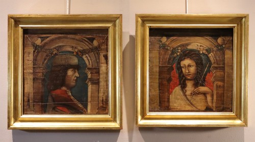 Paire de panneaux de plafond, Italie 17e sicèle - Tableaux et dessins Style Louis XIII