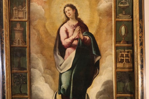 Paintings & Drawings  - Virgin With Symbols From The Litany Of Loreto, 17th-century Spanish School
