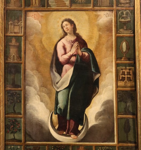Virgin With Symbols From The Litany Of Loreto, 17th-century Spanish School - 