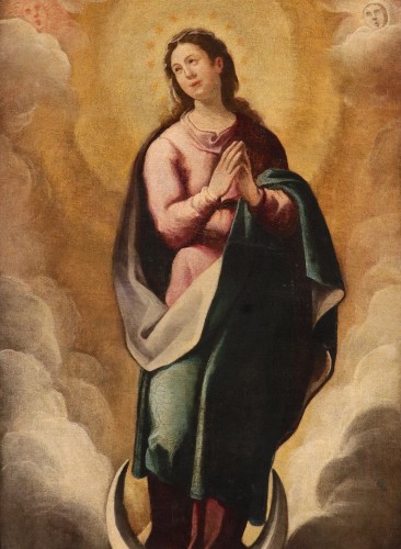 17th century - Virgin With Symbols From The Litany Of Loreto, 17th-century Spanish School
