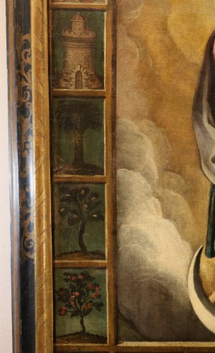 Virgin With Symbols From The Litany Of Loreto, 17th-century Spanish School - Louis XIII