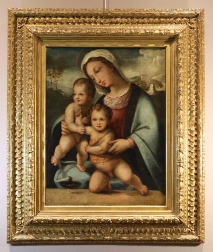 Vierge à l'Enfant, École italienne fin du XVIe siècle  - Tableaux et dessins Style Louis XIII