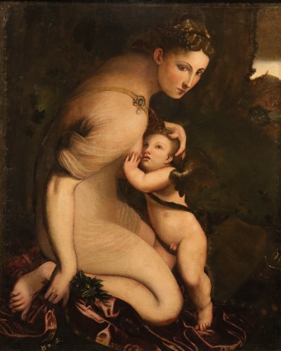 Vénus allaitant Cupidon, école italienne du XVIIe siècle