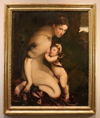 Venus Nursing Cupid, Italian school of the 17th century - Paintings & Drawings Style Louis XIII