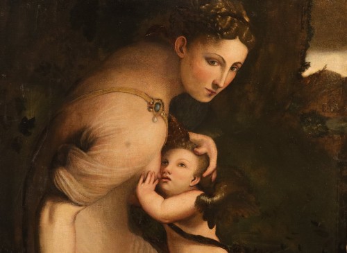 Antiquités - Venus Nursing Cupid, Italian school of the 17th century