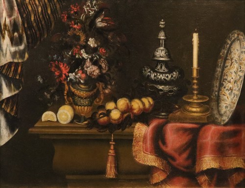 Nature morte avec vase de fleurs, attribué à Antonio Tibaldi (1635 - 1675)