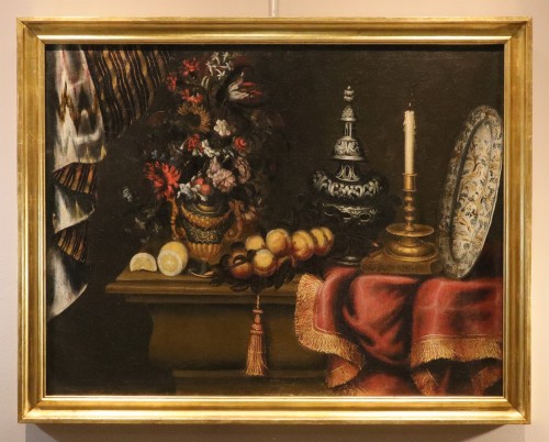 Still Life With A Vase Of Flowers, attributed to Antonio Tibaldi (1635–1675) - Paintings & Drawings Style Louis XIII