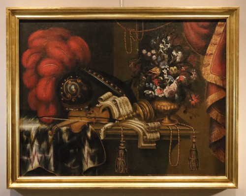 Still Life With A Harp, attributed to Antonio Tibaldi (1635 - 1675)  - Paintings & Drawings Style Louis XIV