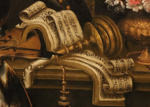 Antiquités - Still Life With A Harp, attributed to Antonio Tibaldi (1635 - 1675) 