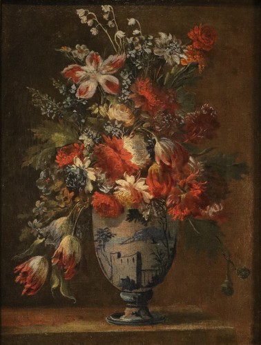 Paintings & Drawings  - Pair Of Still Lifes With Flowers, attributed to Francesco Lavagna (1684–1724)