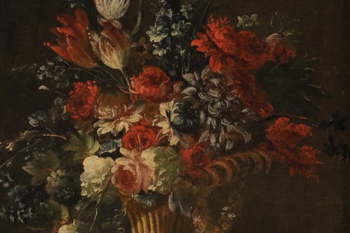 Antiquités - Pair Of Still Lifes With Flowers, attributed to Francesco Lavagna (1684–1724)