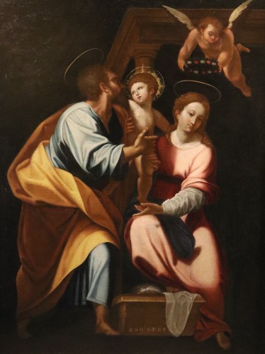 The Holy Family, Cristoforo Roncalli, Known As “il Pomarancio” - Paintings & Drawings Style Louis XIII