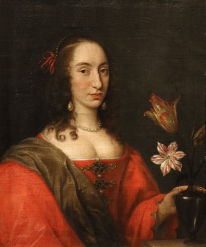 Willem van Honthorst (1594 – 1666), Portrait de Louise-Henriette d'Orange - Tableaux et dessins Style Louis XIII
