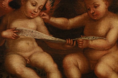 Anges avec cartouche et livre, attribué à  Guglielmo Caccia, dit « il Moncalvo » - Louis XIII
