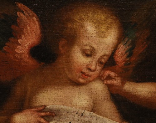 Louis XIII - Anges avec cartouche et livre, attribué à  Guglielmo Caccia, dit « il Moncalvo »