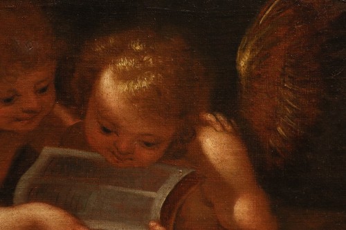 Antiquités - Anges avec cartouche et livre, attribué à  Guglielmo Caccia, dit « il Moncalvo »