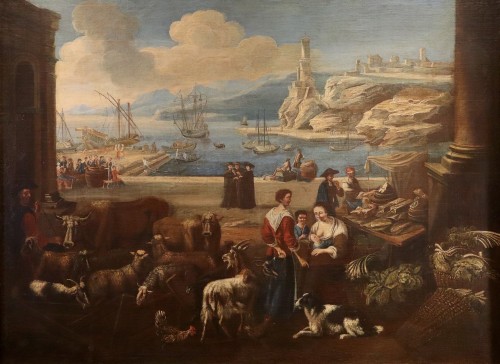 Fantastic View Of A Mediterranean Port, Peter Bolckman (1640 – 1710) - Paintings & Drawings Style Louis XIV
