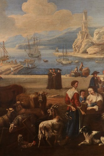Fantastic View Of A Mediterranean Port, Peter Bolckman (1640 – 1710) - Louis XIV