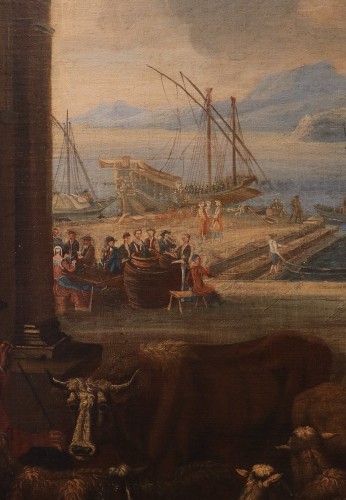Antiquités - Fantastic View Of A Mediterranean Port, Peter Bolckman (1640 – 1710)