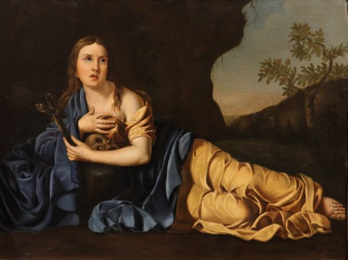 Marie-Madeleine pénitente, école italienne du 17e siècle - Tableaux et dessins Style Louis XIII