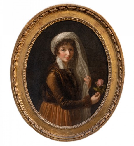 Portrait of a Young Woman with Rose and à la Turque Headscarf, late  18th c