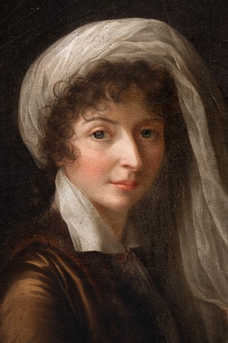 Portrait of a Young Woman with Rose and à la Turque Headscarf, late  18th c - 