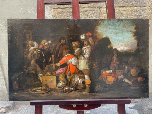 Louis XIV - Brigands Dividing the Spoils. Dutch school, follower of Duyster, 17th cent