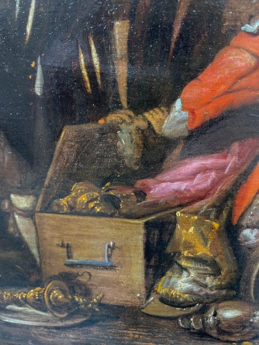 Antiquités - Brigands Dividing the Spoils. Dutch school, follower of Duyster, 17th cent