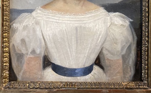 Léopold Leprince (1800-1847) - Portrait d’une jeune femme en robe blanche - Louis-Philippe