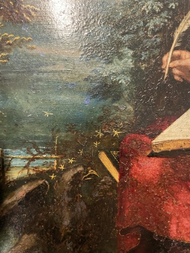 Tableaux et dessins Tableaux XVIIe siècle - Saint Jean l’Évangéliste à Patmos, école flamande, vers 1620