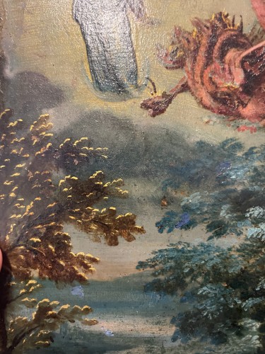 XVIIe siècle - Saint Jean l’Évangéliste à Patmos, école flamande, vers 1620