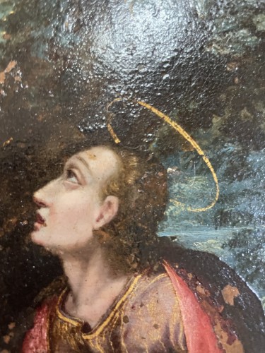 Saint Jean l’Évangéliste à Patmos, école flamande, vers 1620 - Renaissance