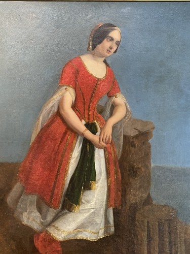 Portrait d’une femme en costume orientaliste sur les ruines grecques, vers 1840 - Antichità di Alina
