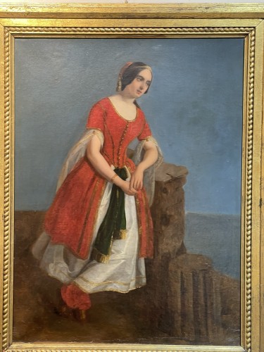 Portrait d’une femme en costume orientaliste sur les ruines grecques, vers 1840 - Louis-Philippe