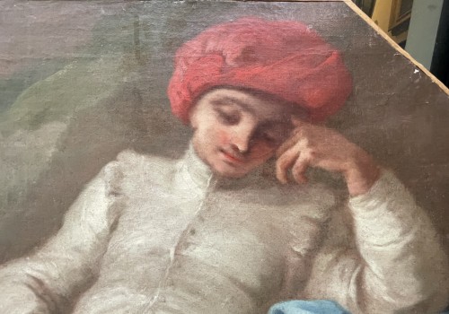 Tableaux et dessins  - Scène pastorale avec figure en costume oriental. École napolitaine, Pietro Bardellino