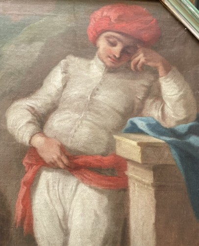 Louis XV - Scène pastorale avec figure en costume oriental. École napolitaine, Pietro Bardellino