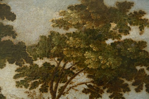 Antiquités - Landscape with castle, hilltop town and Mary Magdalene, Flemish  early 17th century