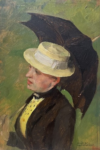 Gustav Magyar Mannheimer (1859 – 1937), Woman with Hat and Parasol