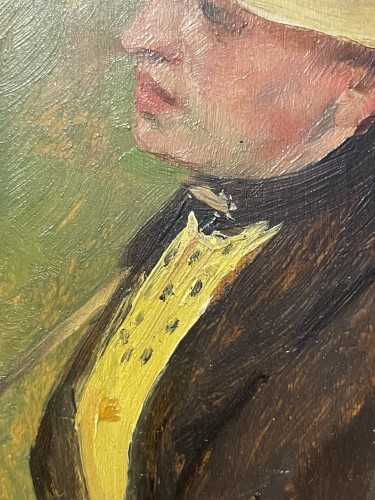 Gustav Magyar Mannheimer (1859 – 1937), Woman with Hat and Parasol - Paintings & Drawings Style Art nouveau