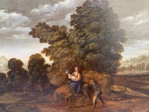 XVIIe siècle - Fuite en Égypte, peintre nordique actif à Rome, début du XVIIe siècle