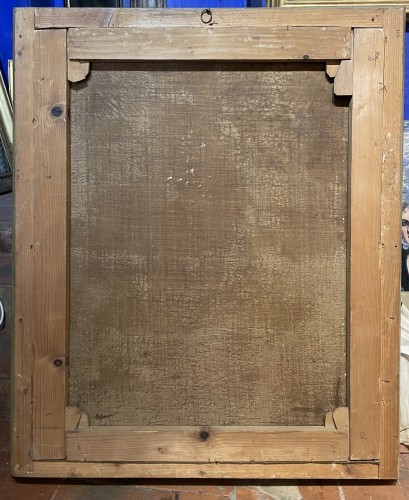 Portrait de fillette au chien et maquette de maison tyrolienne.vers 1835 - Antichità di Alina