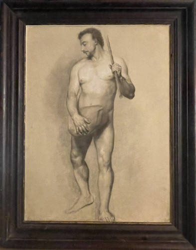 Étude académique de nu masculin au bâton, école florentine vers 1800