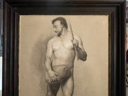 Directoire - Étude académique de nu masculin au bâton, école florentine vers 1800