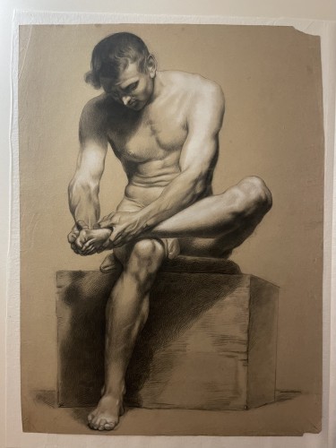 Étude académique de nu d’après le Spinario, école florentine vers 1800 - Empire