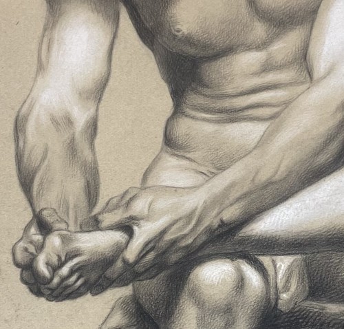 Antiquités - Étude académique de nu d’après le Spinario, école florentine vers 1800