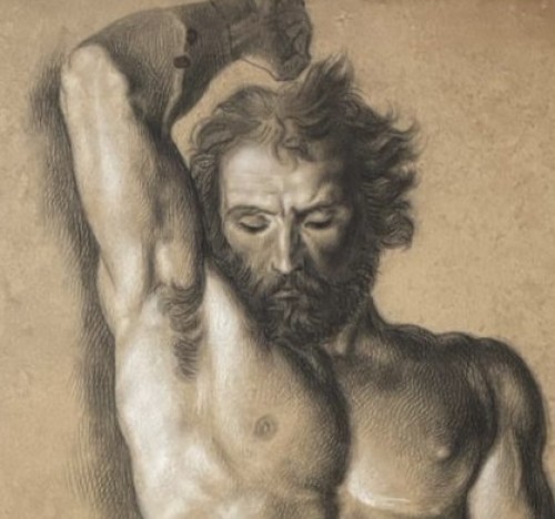 Étude académique de nu masculin, école florentine vers 1800 - Tableaux et dessins Style Empire