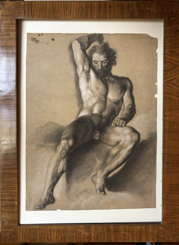 Tableaux et dessins Dessin, Aquarelle & Pastel - Étude académique de nu masculin, école florentine vers 1800