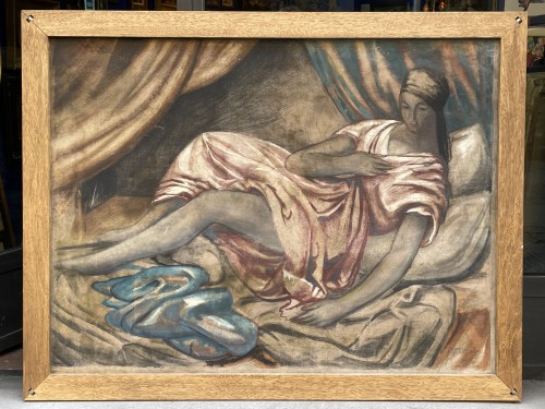 Tableaux et dessins Tableaux du XXe siècle - Vladimir Polunin (1880–1957) – Décor théâtral et figure féminine, peint recto verso