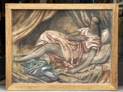 Antiquités - Vladimir Polunin (1880–1957) – Décor théâtral et figure féminine, peint recto verso